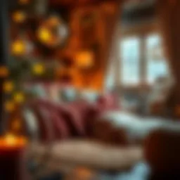 Cozy winter corner with warm blankets and pillows