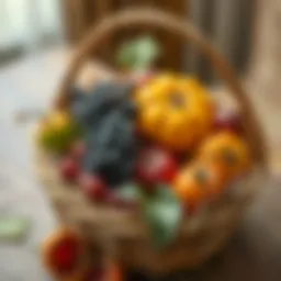 Winter fruits displayed in a rustic basket