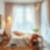 Elegant bedroom with sheer curtains