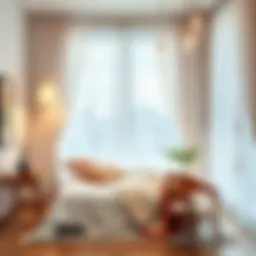 Elegant bedroom with sheer curtains