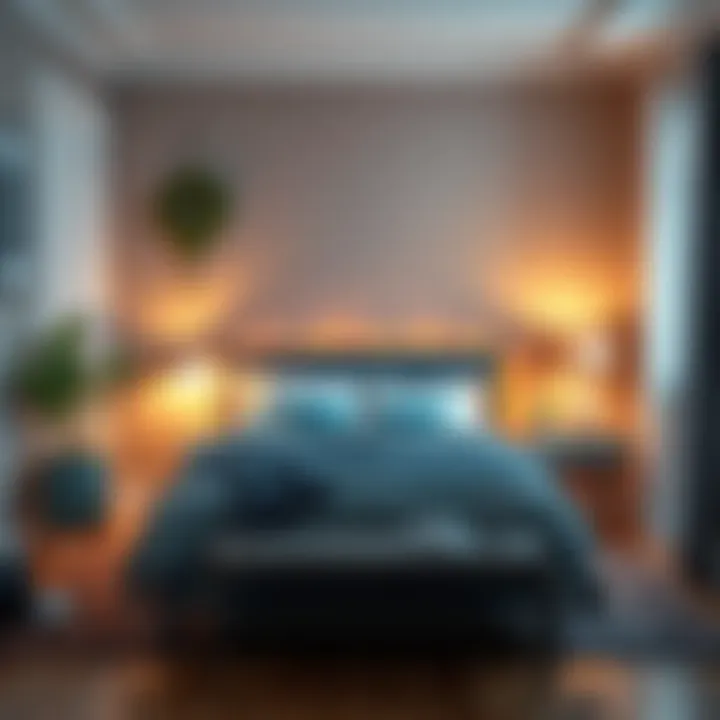 Ambient lighting in a bedroom interior