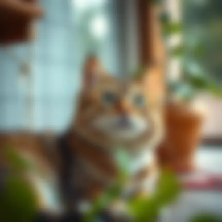 Calm adult cat adjusting to surroundings