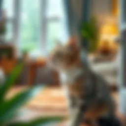 Adult cat exploring new home environment