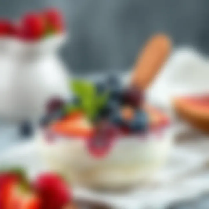 A bowl of creamy yogurt with fresh fruits on top