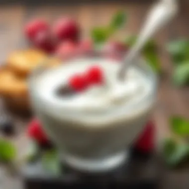 Delicious Homemade Yogurt Creamy yogurt in a glass bowl with a spoon