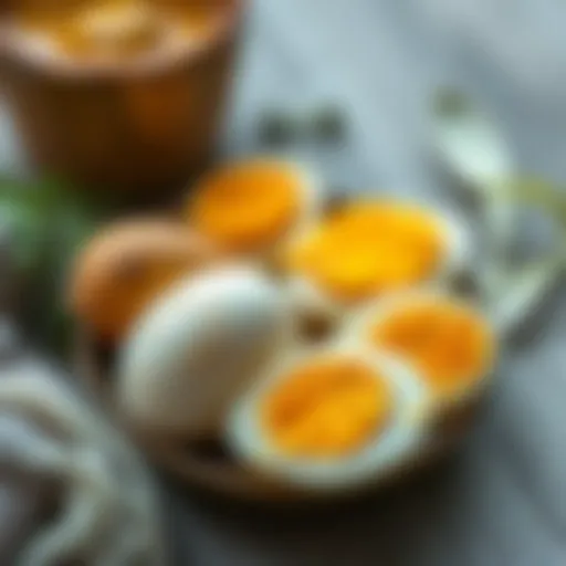 Perfectly boiled eggs with varying textures