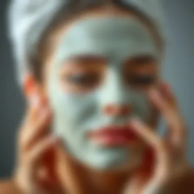 Close-up of a person applying a facial mask